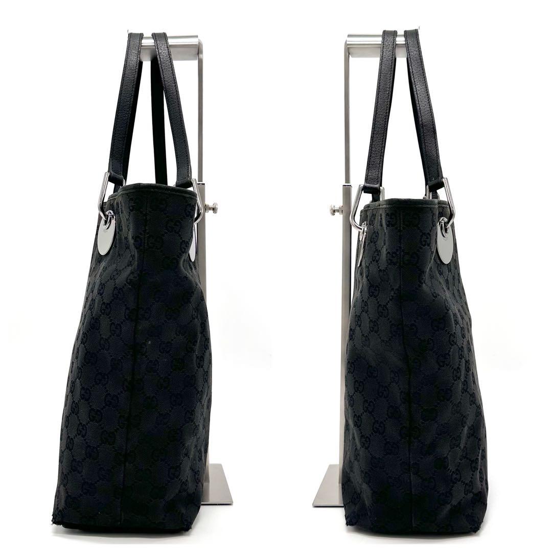 GUCCI トートバッグ 肩掛け ロゴ金具 A4 gg キャンバス ブラック