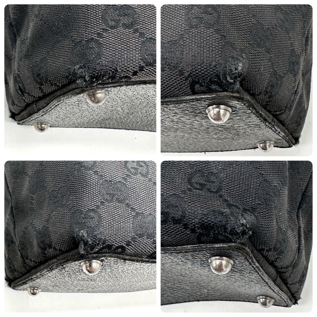 GUCCI トートバッグ 肩掛け ロゴ金具 A4 gg キャンバス ブラック