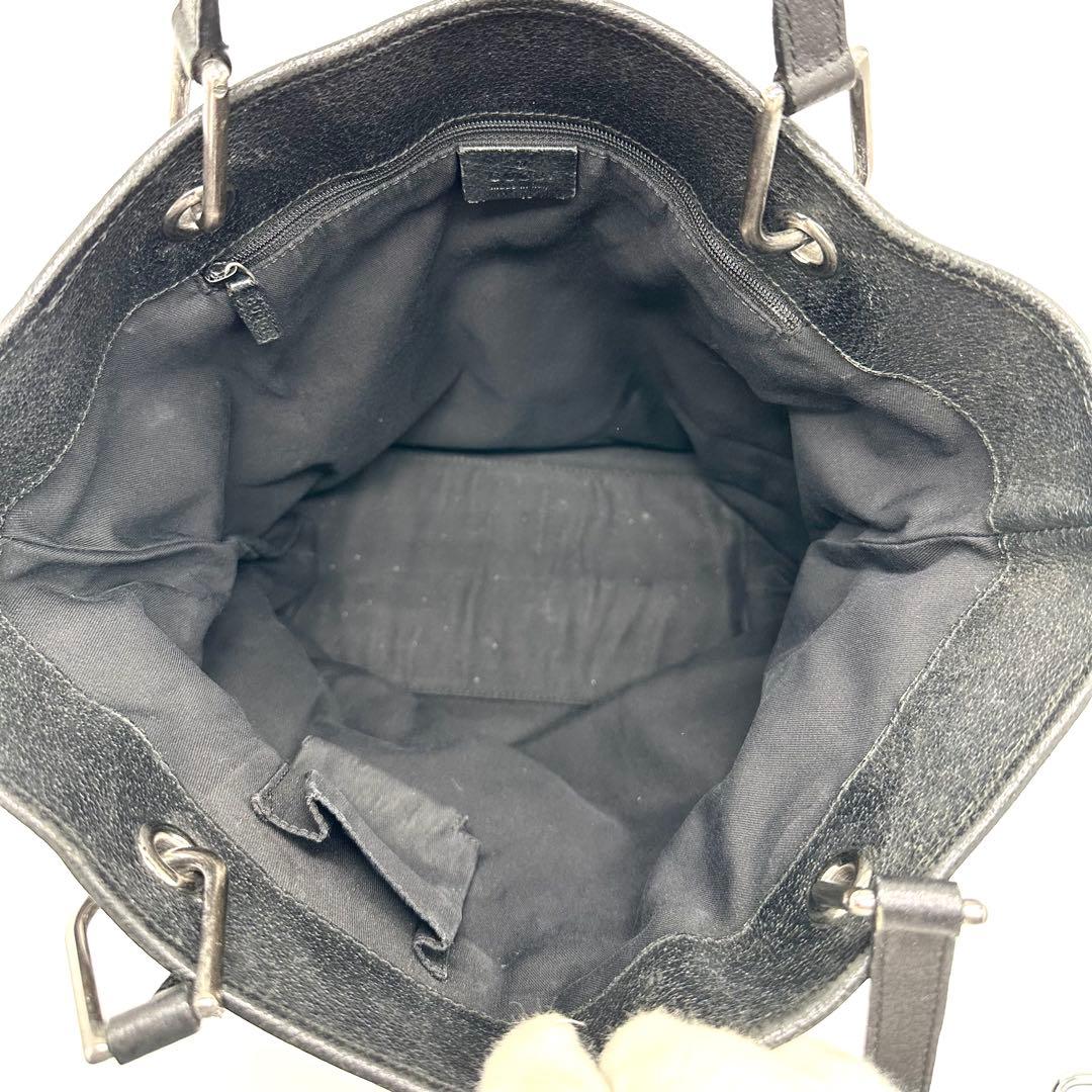 GUCCI トートバッグ 肩掛け ロゴ金具 A4 gg キャンバス ブラック