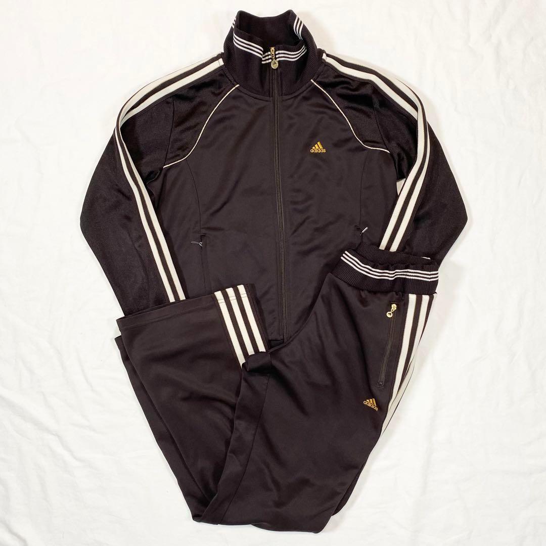 00s adidas ジャージ ブラウン 上下 セットアップ フレアパンツ 刺繍