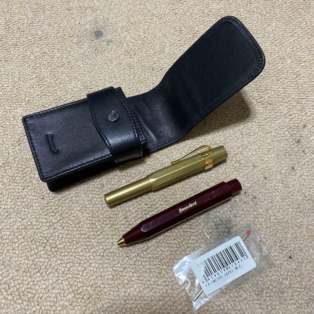 kaweco BRASS sport 万年筆純正レザーケースボールペンセット