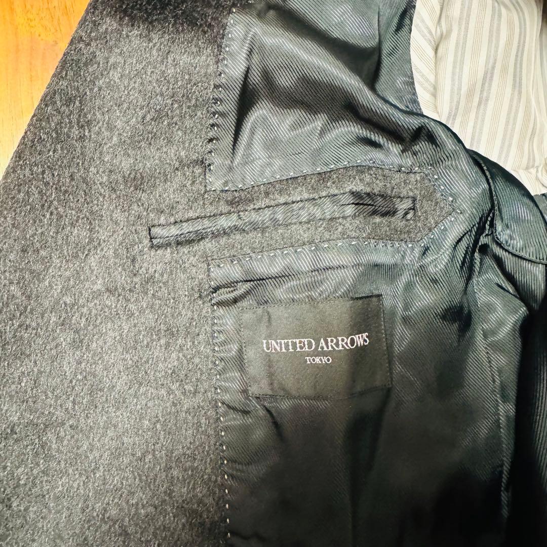 【ユナイテッドアローズ】ウールカシミヤ テーラードジャケットS 美品 金釦 黒系