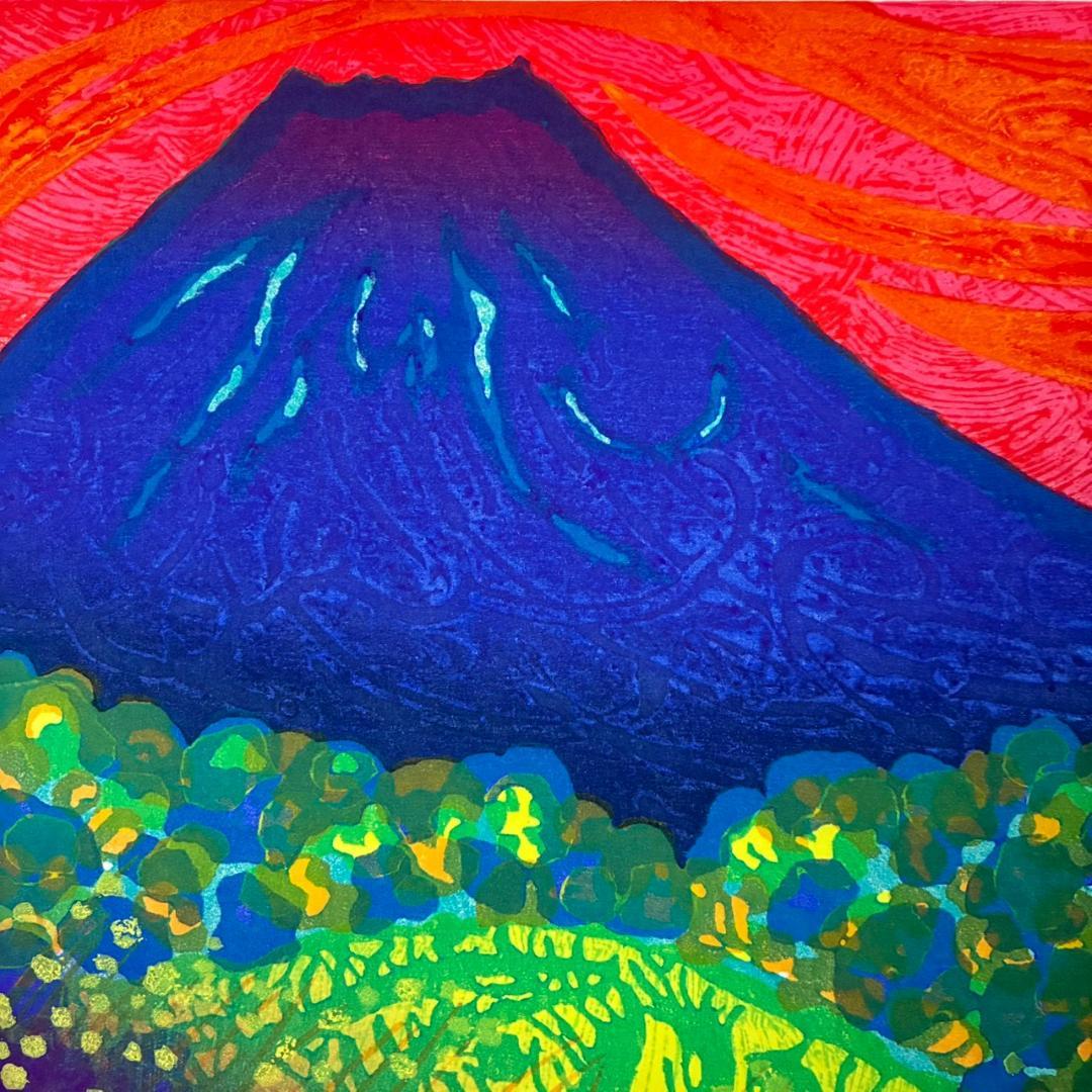 美品 牧野宗則「嬉しくて」木版画 1998年制作 直筆サイン入 オリジナル額装