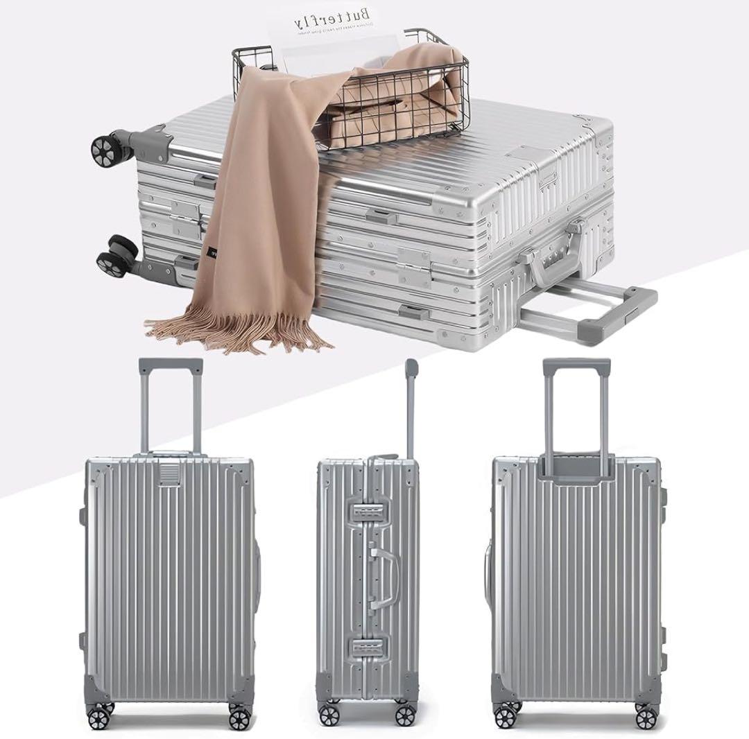 スーツケース XL アルミフレーム キャリーケース キャリーバッグ シルバー