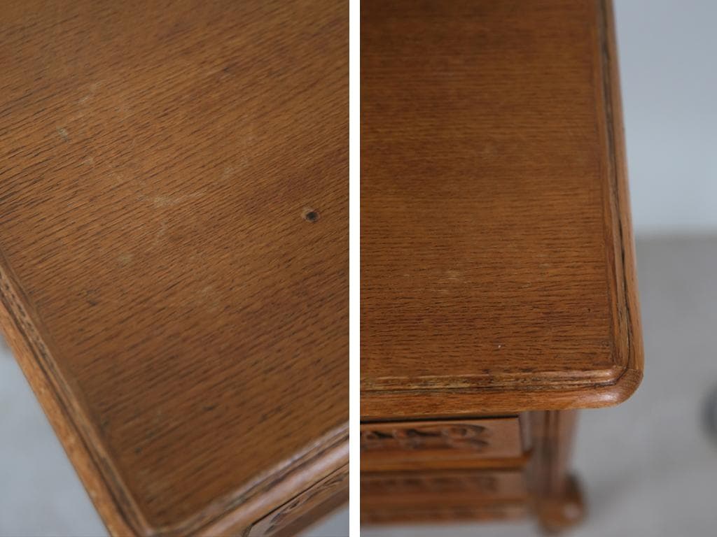 フランスアンティーク猫脚3杯ドロワー/木製チェスト/タンス/飾り棚(90-73)