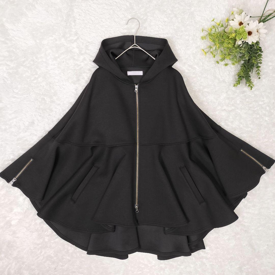 美シルエット✨フェンネル ポンチョコート ケープ フレア ドレープ フード