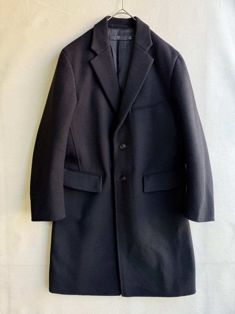 美品　ユニクロ　ジルサンダー　+J　ウールブレンドチェスターコート　M ブラック