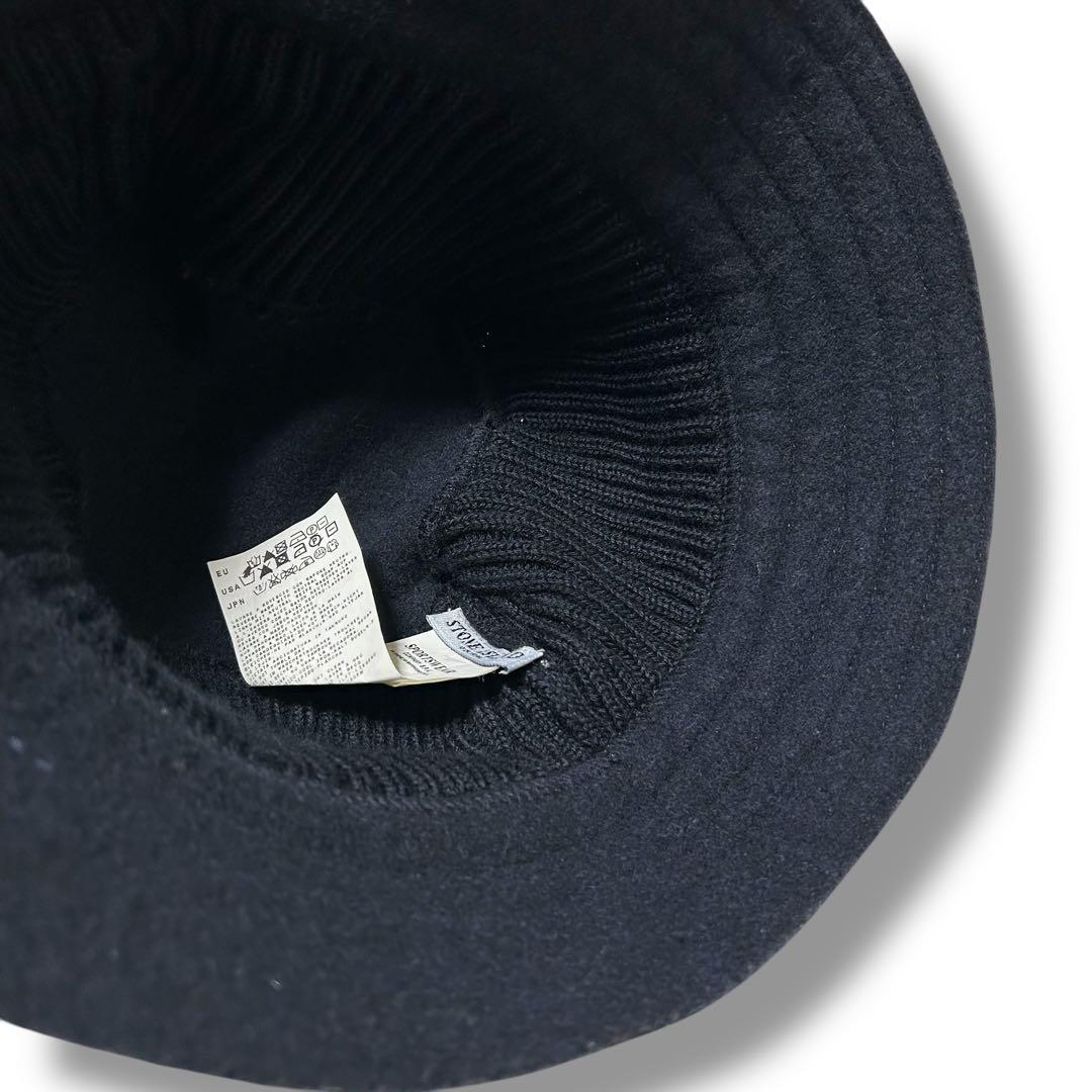 ストーンアイランド ニット バケットハット ワッペン ブラック ウール