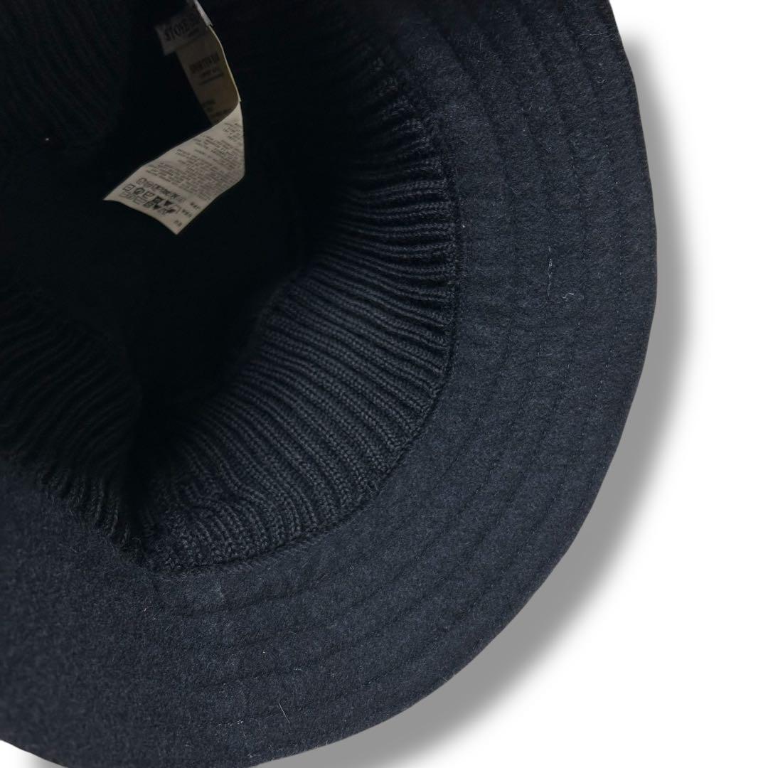 ストーンアイランド ニット バケットハット ワッペン ブラック ウール