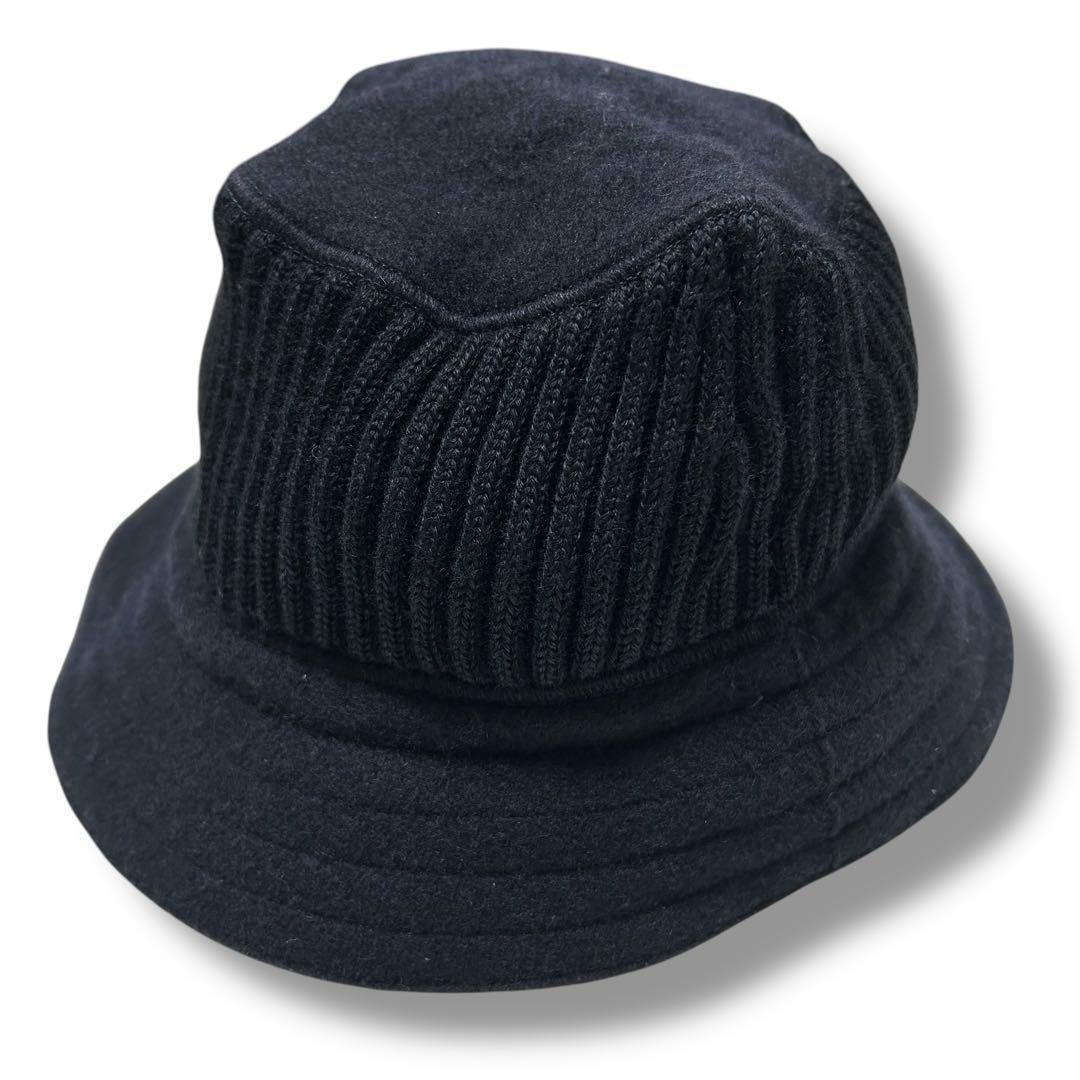 ストーンアイランド ニット バケットハット ワッペン ブラック ウール