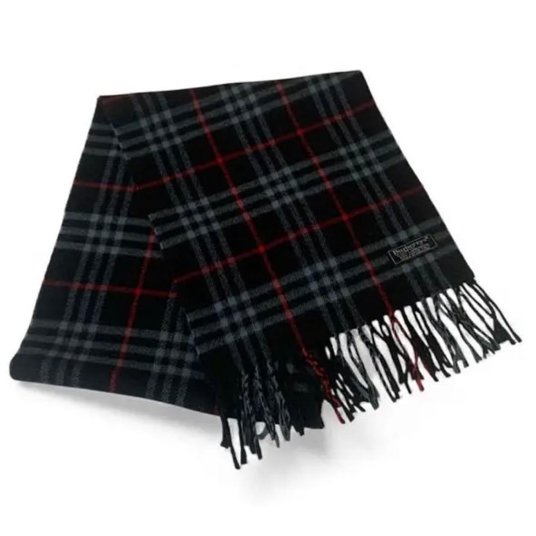 【Burberry】【新品未使用】かわいいチェック柄マフラー ラムズウール