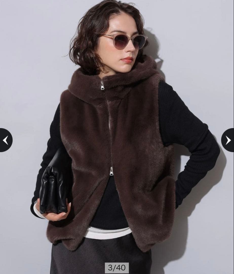 Arpege storyファージップベスト ブラウン S 新品未使用