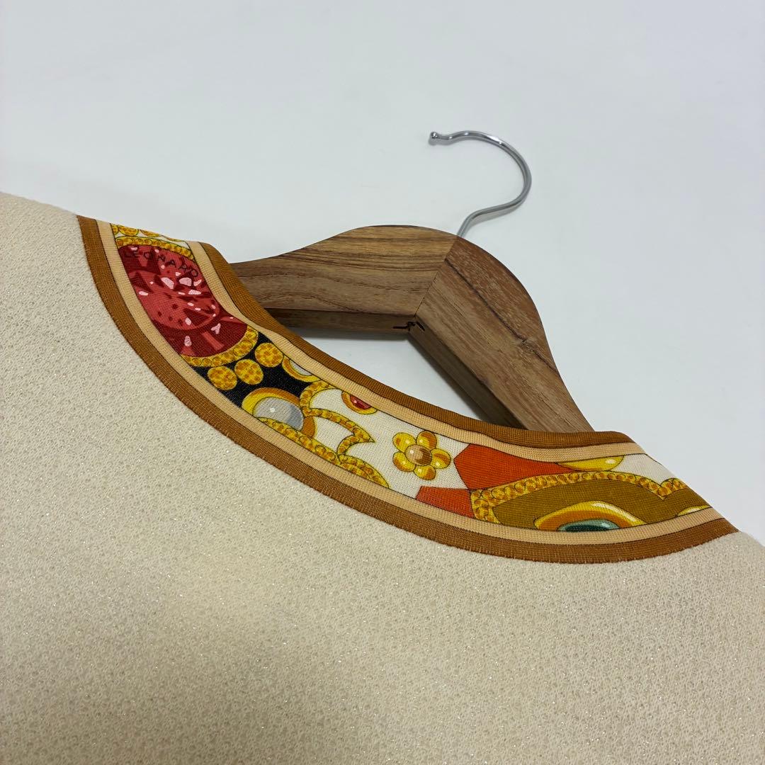 LEONALD レオナール☆微ラメノーカラージャケット 13号 Vネック