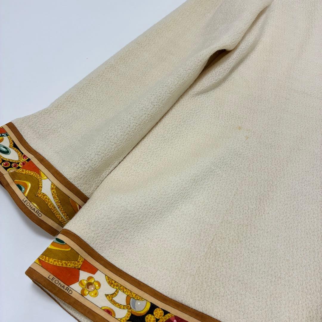 LEONALD レオナール☆微ラメノーカラージャケット 13号 Vネック