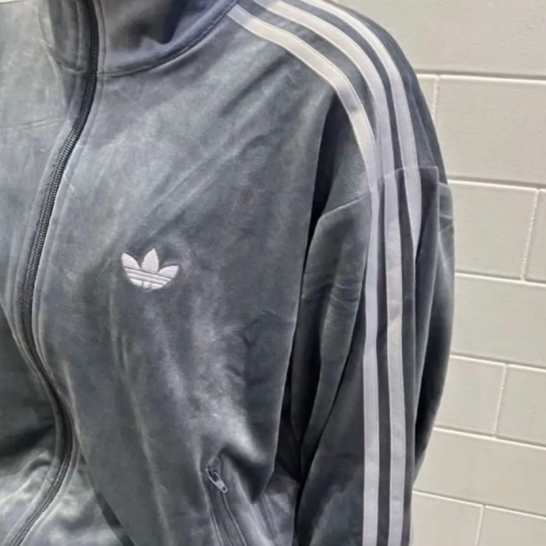 期間限定価格！adidas ファイヤーバード ベロア トラックトップ Lグレー