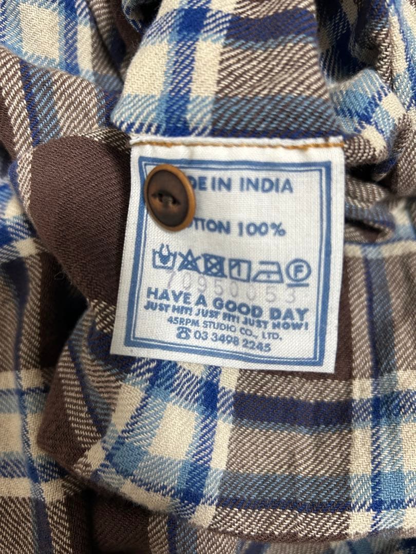 45R チェック柄 シャツ　ワンピース