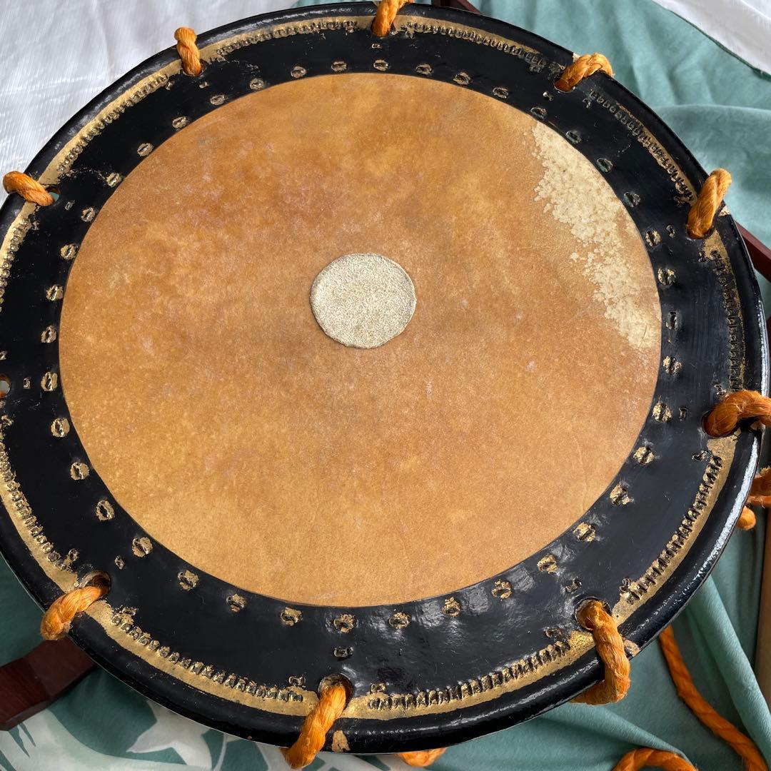 和太鼓 締太鼓 スタンド付 蒔絵 直径35cm 高さ16