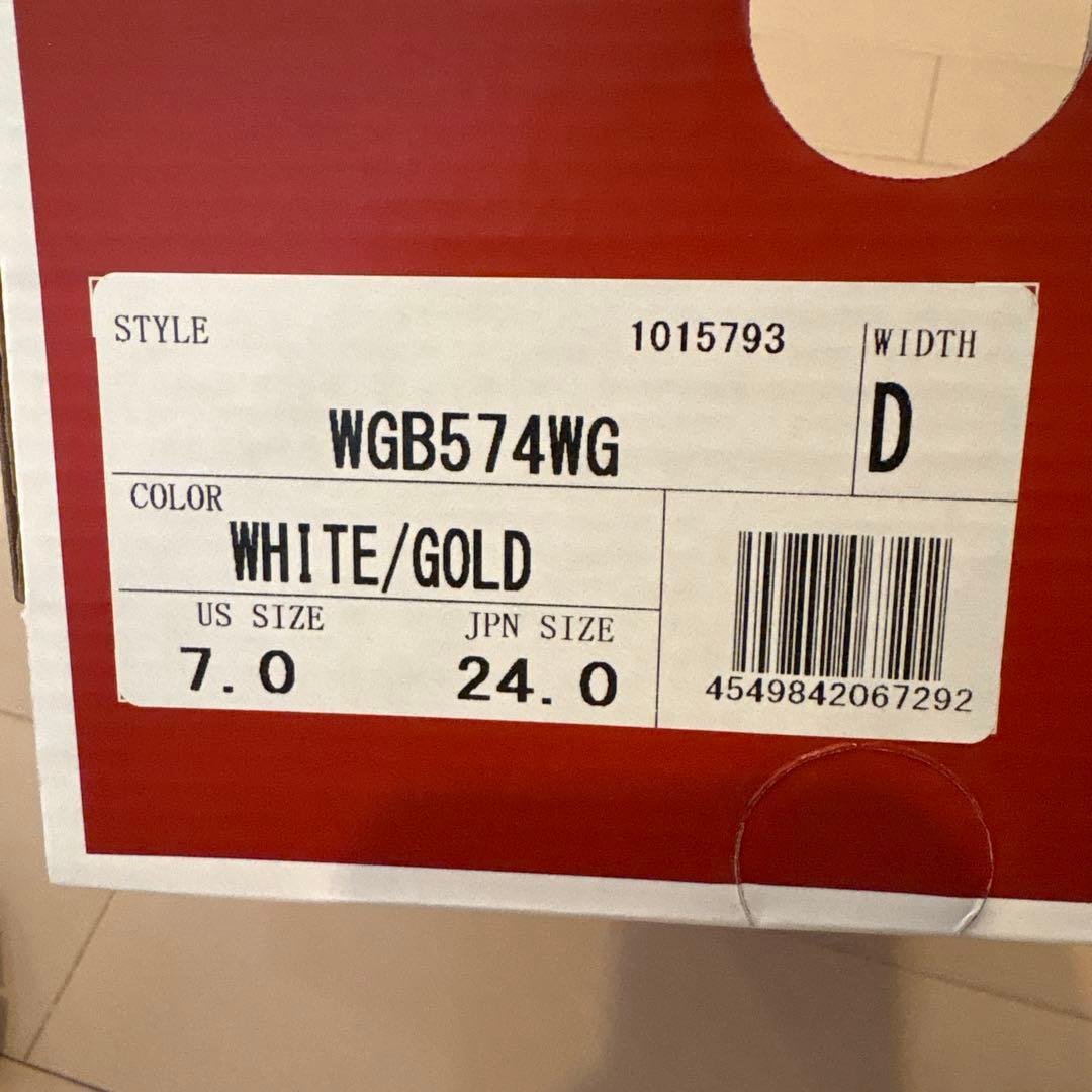 New Balance 574 ホワイト/ゴールド ゴルフシューズ