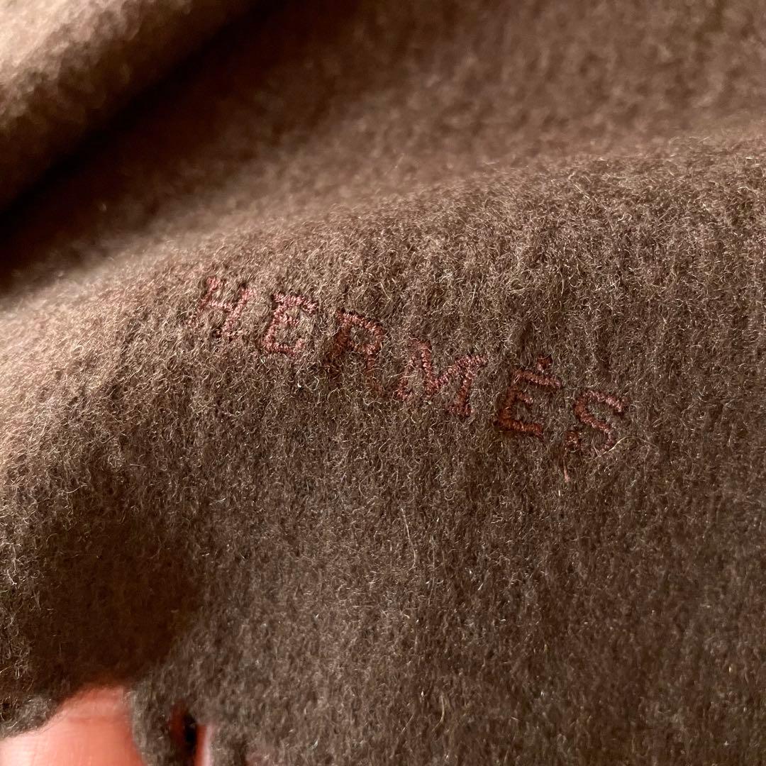 HERMES カシミヤ マフラー ブラウン エルメス