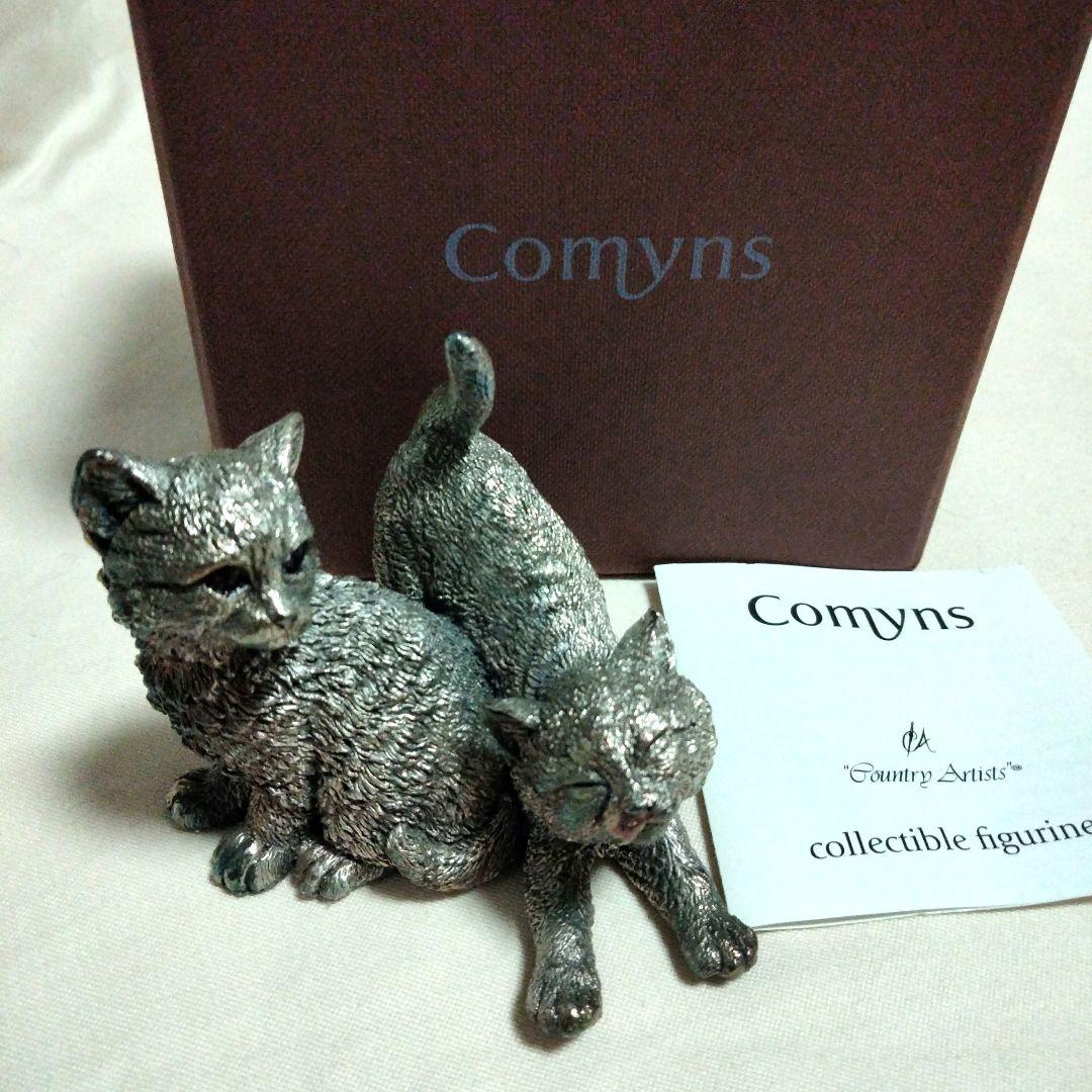 特別価格!Comyns ピューター猫の置物 マレーシア製(2体合わせ)