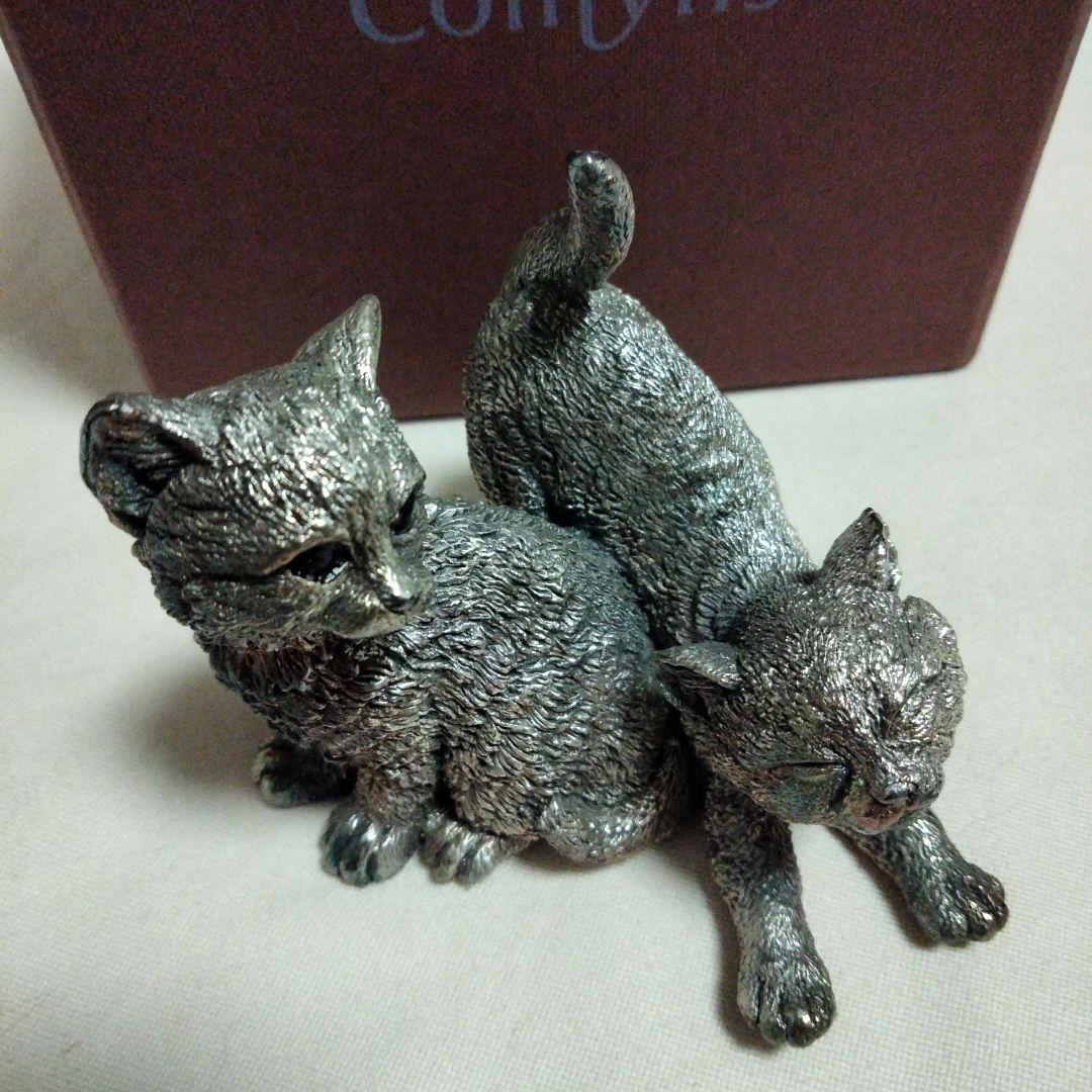 特別価格!Comyns ピューター猫の置物 マレーシア製(2体合わせ)
