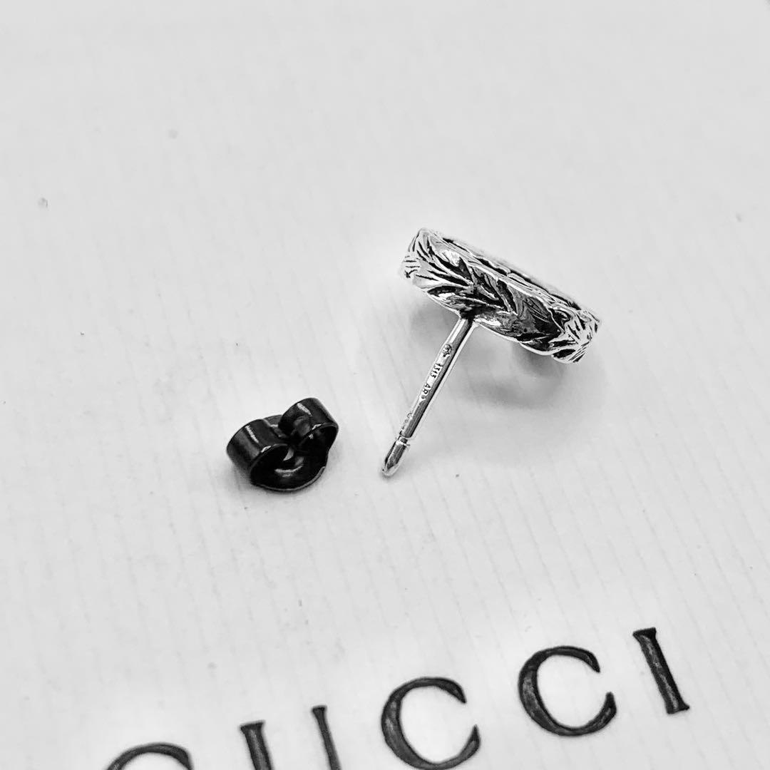 【美品】GUCCI ピアス　インターロッキングG 燻　片耳　アラベスク