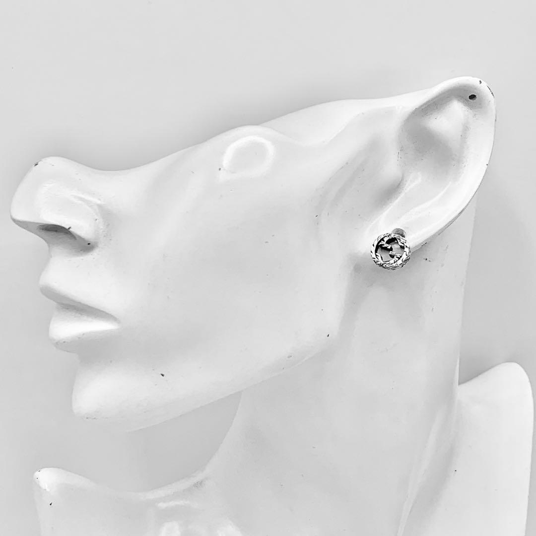 【美品】GUCCI ピアス　インターロッキングG 燻　片耳　アラベスク