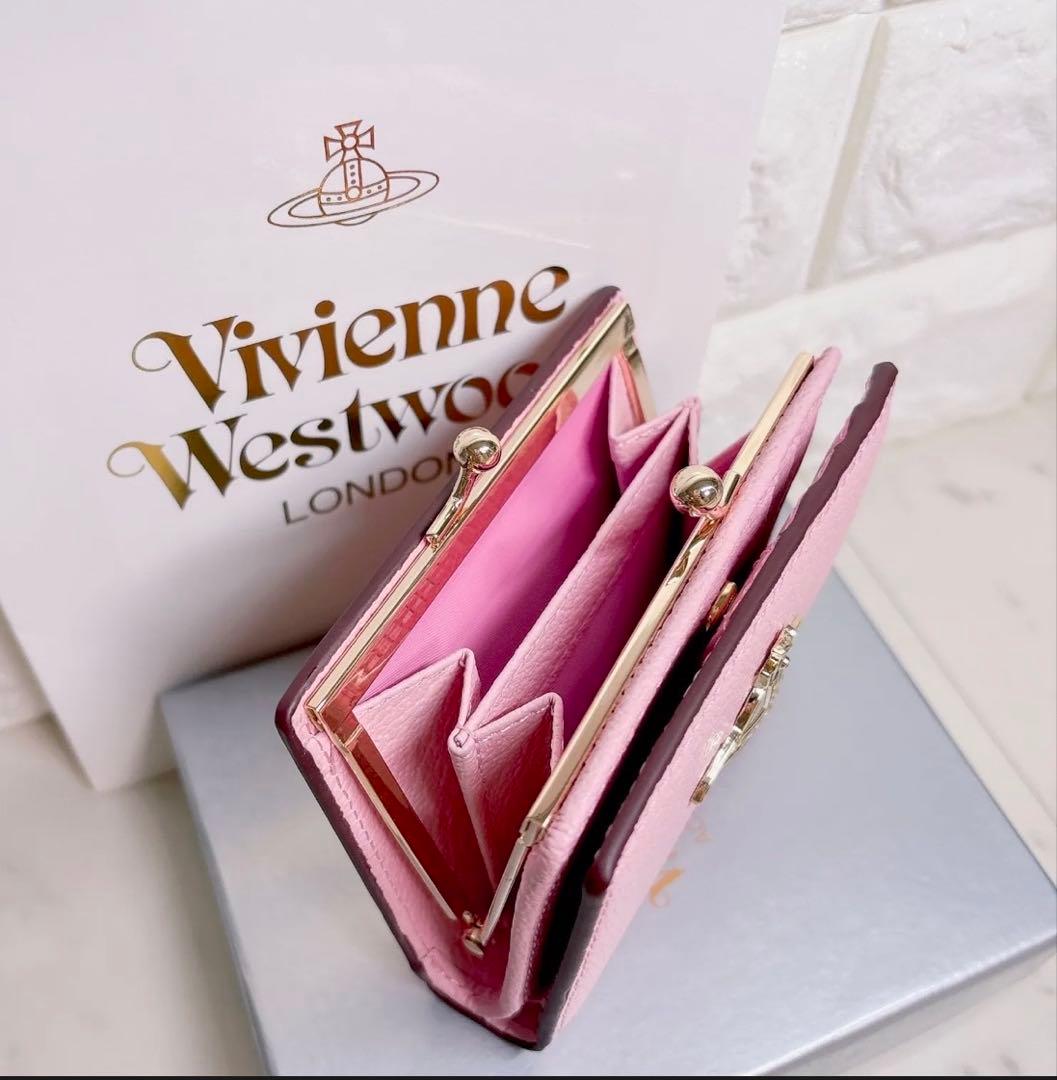 【最新作◇高級感】ヴィヴィアン・ウエストウッド オーブ 二つ折り財布 ピンク