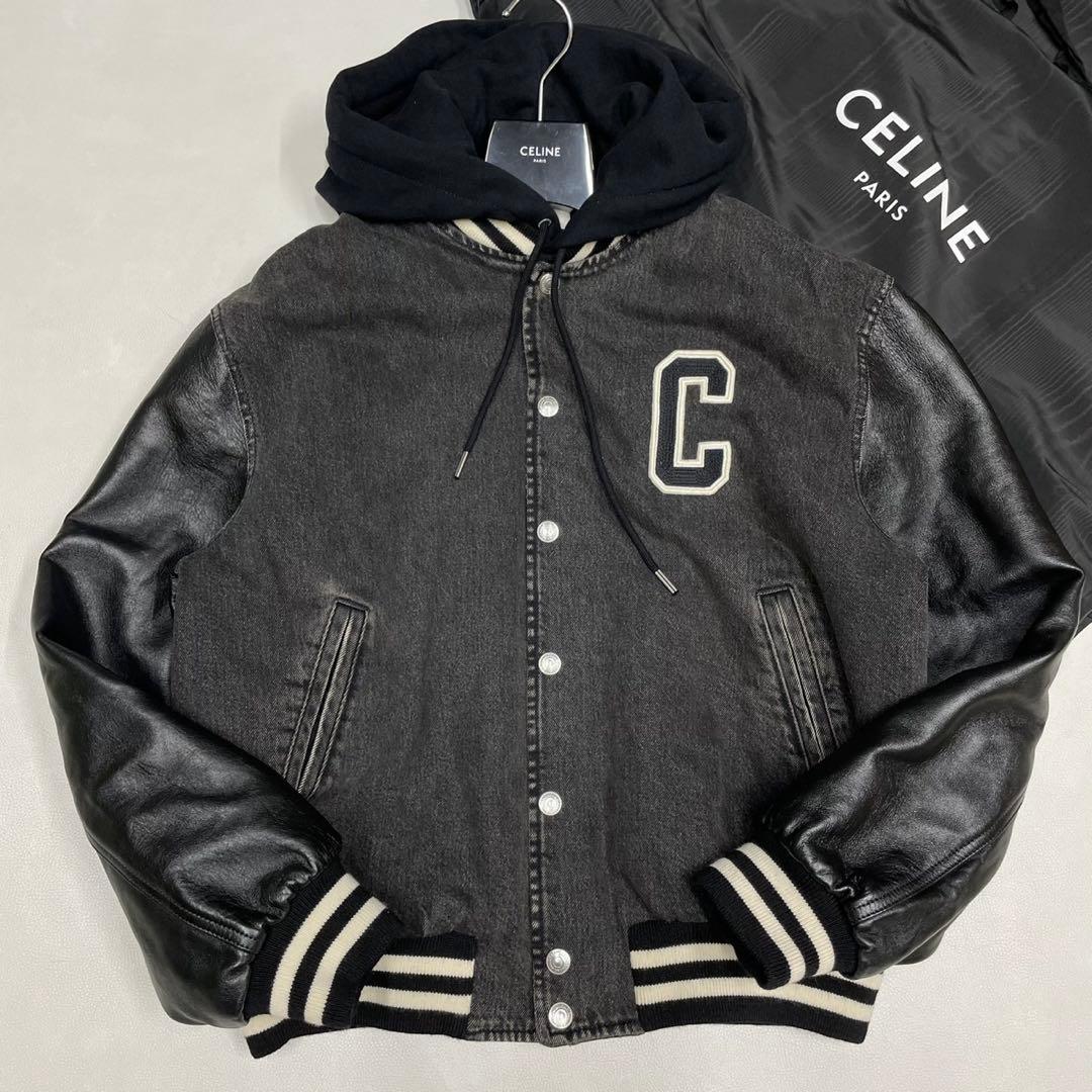 極美品 24年モデル CELINE セリーヌ フード ルーズテディ 袖レザー