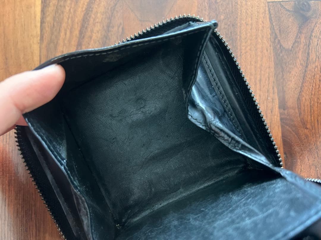 コムデギャルソン 二つ折り財布 レザー ブラック GARCON 財布 黒 革