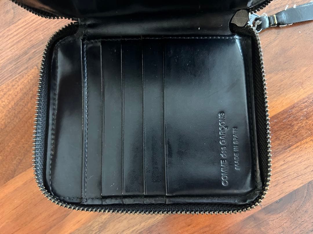 コムデギャルソン 二つ折り財布 レザー ブラック GARCON 財布 黒 革