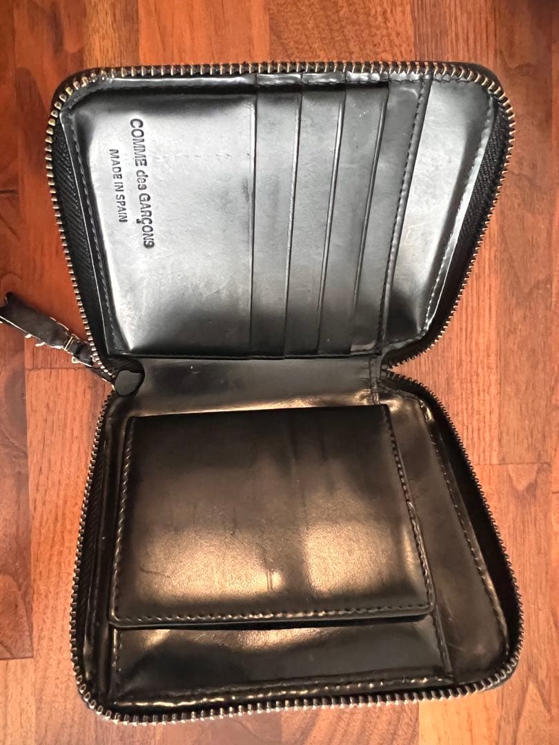 コムデギャルソン 二つ折り財布 レザー ブラック GARCON 財布 黒 革