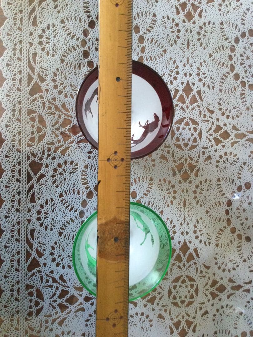 馬柄ガラス酒盃、サンドブラスト　5個セット