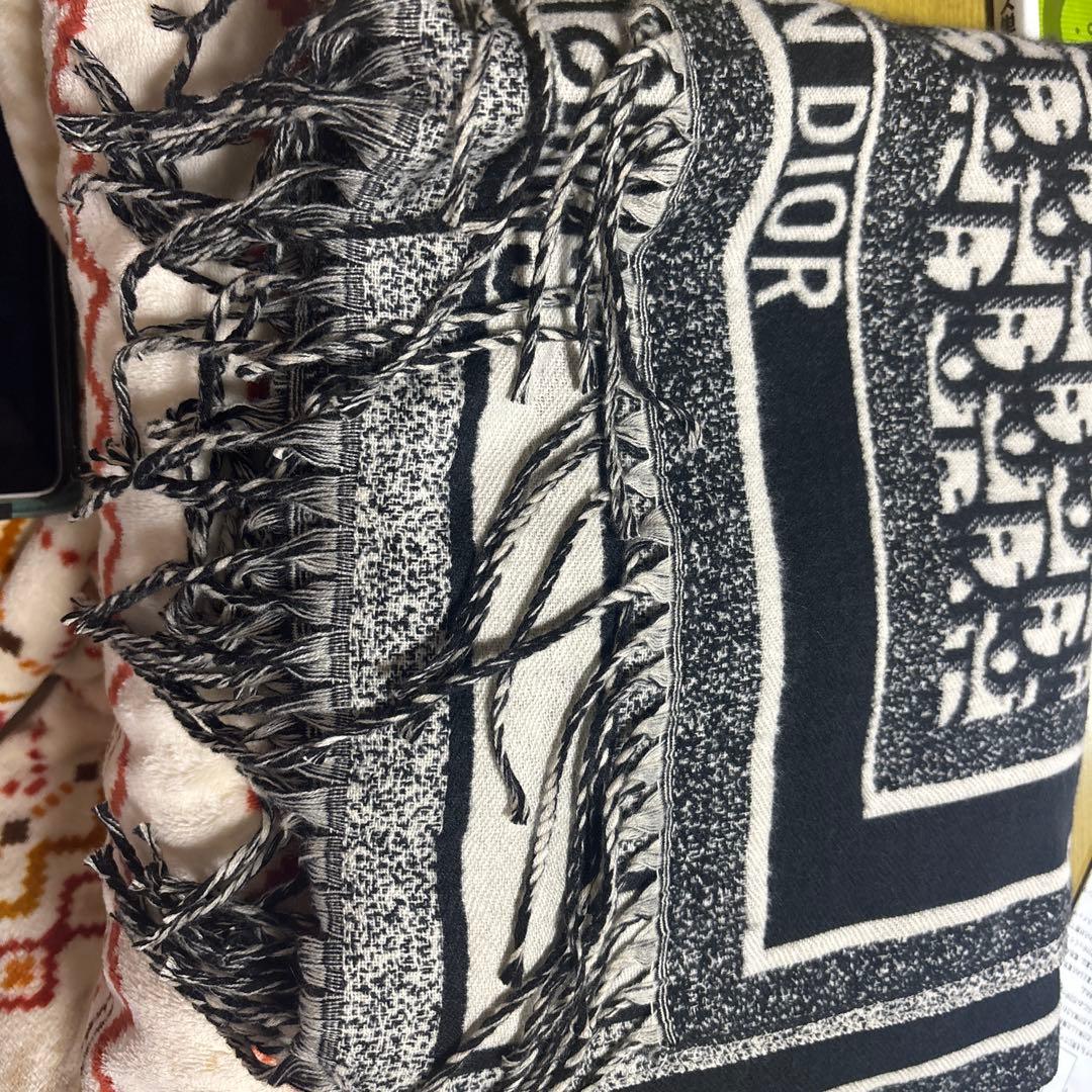 Dior ロゴ入り マフラー ブラック/ホワイト