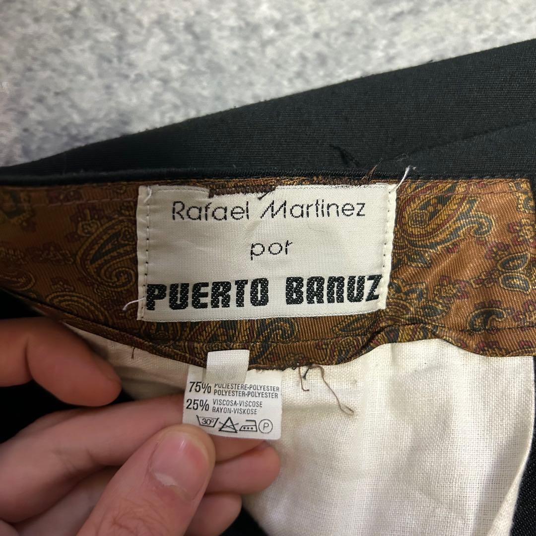 90s “4タック” レーヨンギャバ スラックス “ブラック” ヴィンテージ