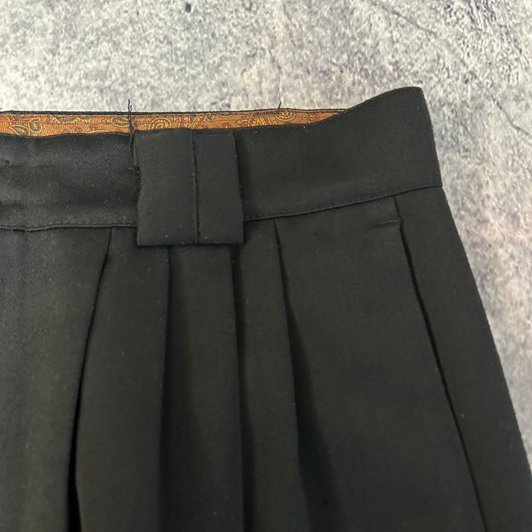 90s “4タック” レーヨンギャバ スラックス “ブラック” ヴィンテージ