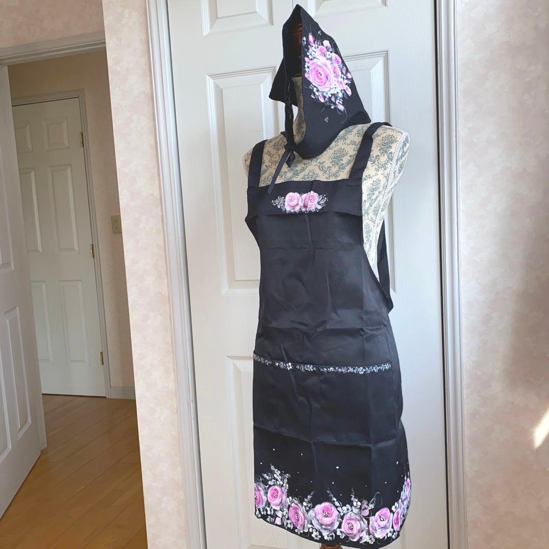 2026年度手帳　エプロン　三角巾　薔薇　手描き　トールペイント