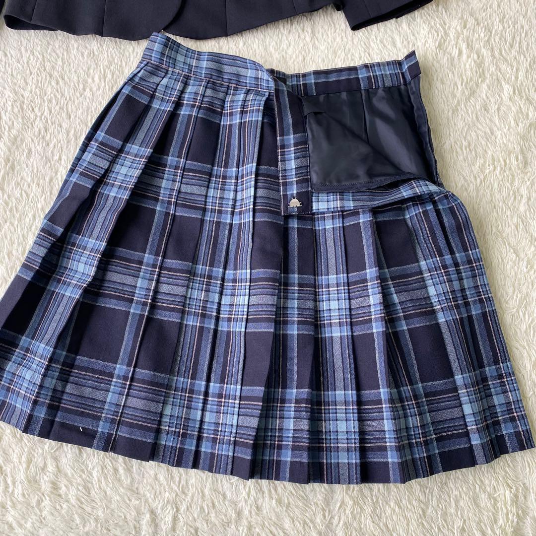 ポンポネット　卒服　卒業式　フォーマル　４点セット　150 青チェック　ネクタイ