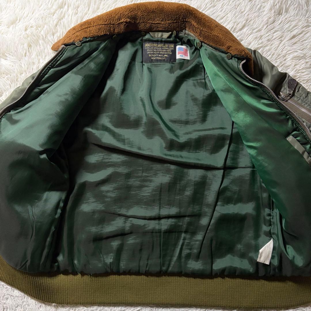 あ*し様 【米国製】schott フライトジャケット　L-2B 襟ボア　カーキ