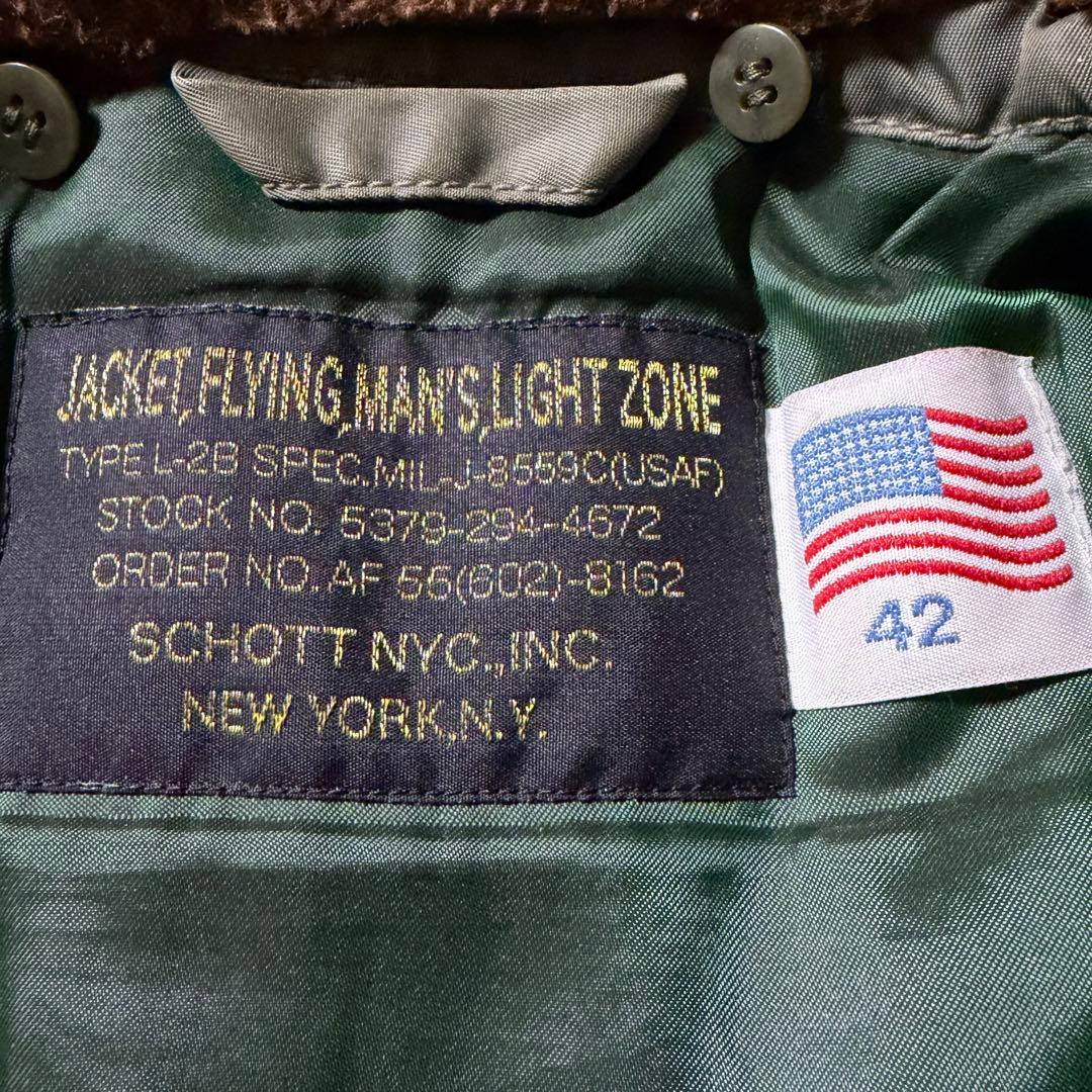 あ*し様 【米国製】schott フライトジャケット　L-2B 襟ボア　カーキ
