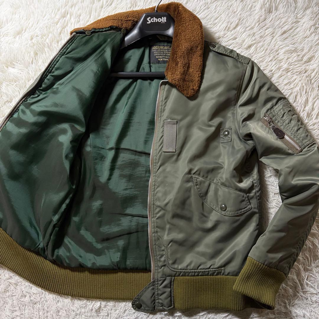 あ*し様 【米国製】schott フライトジャケット　L-2B 襟ボア　カーキ