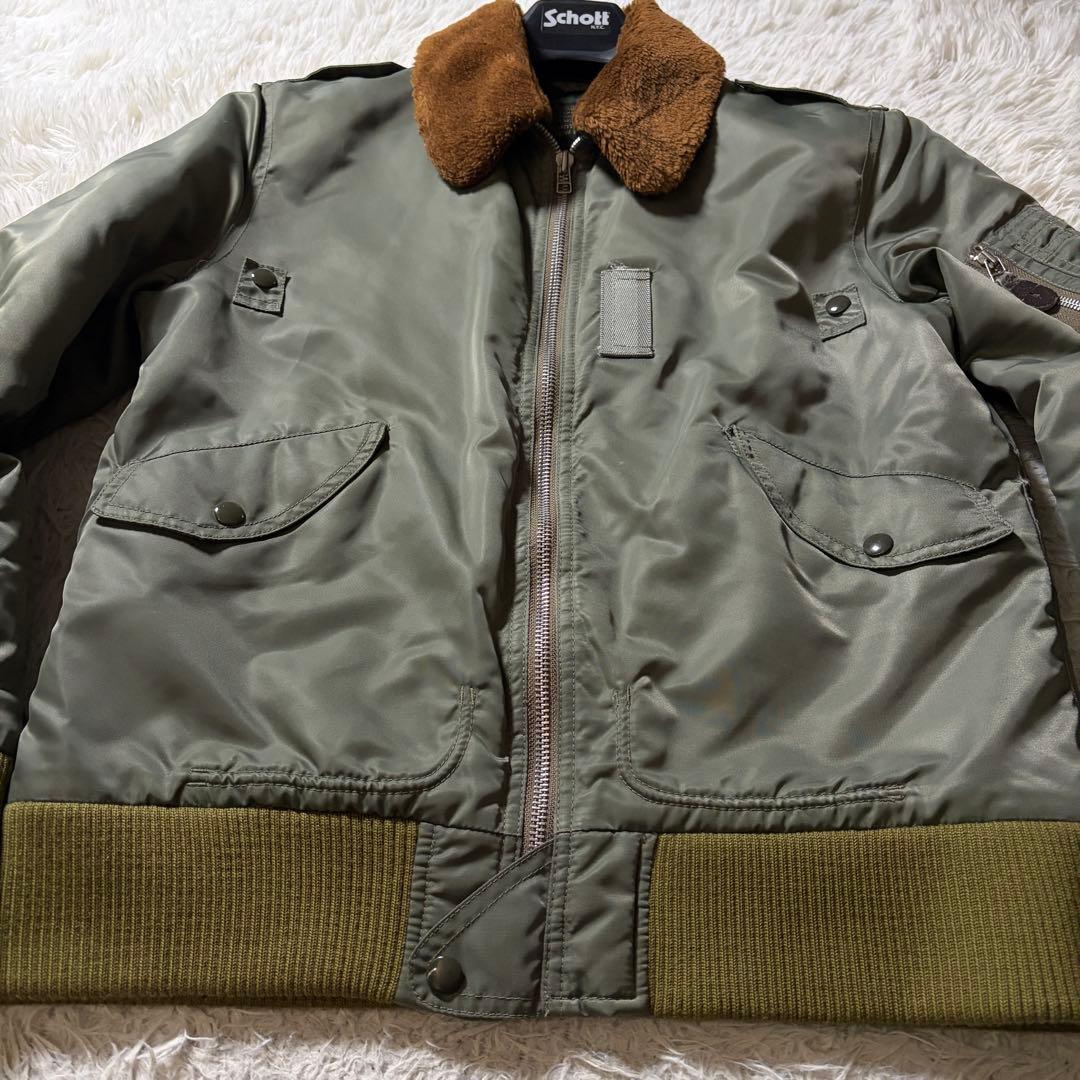 あ*し様 【米国製】schott フライトジャケット　L-2B 襟ボア　カーキ