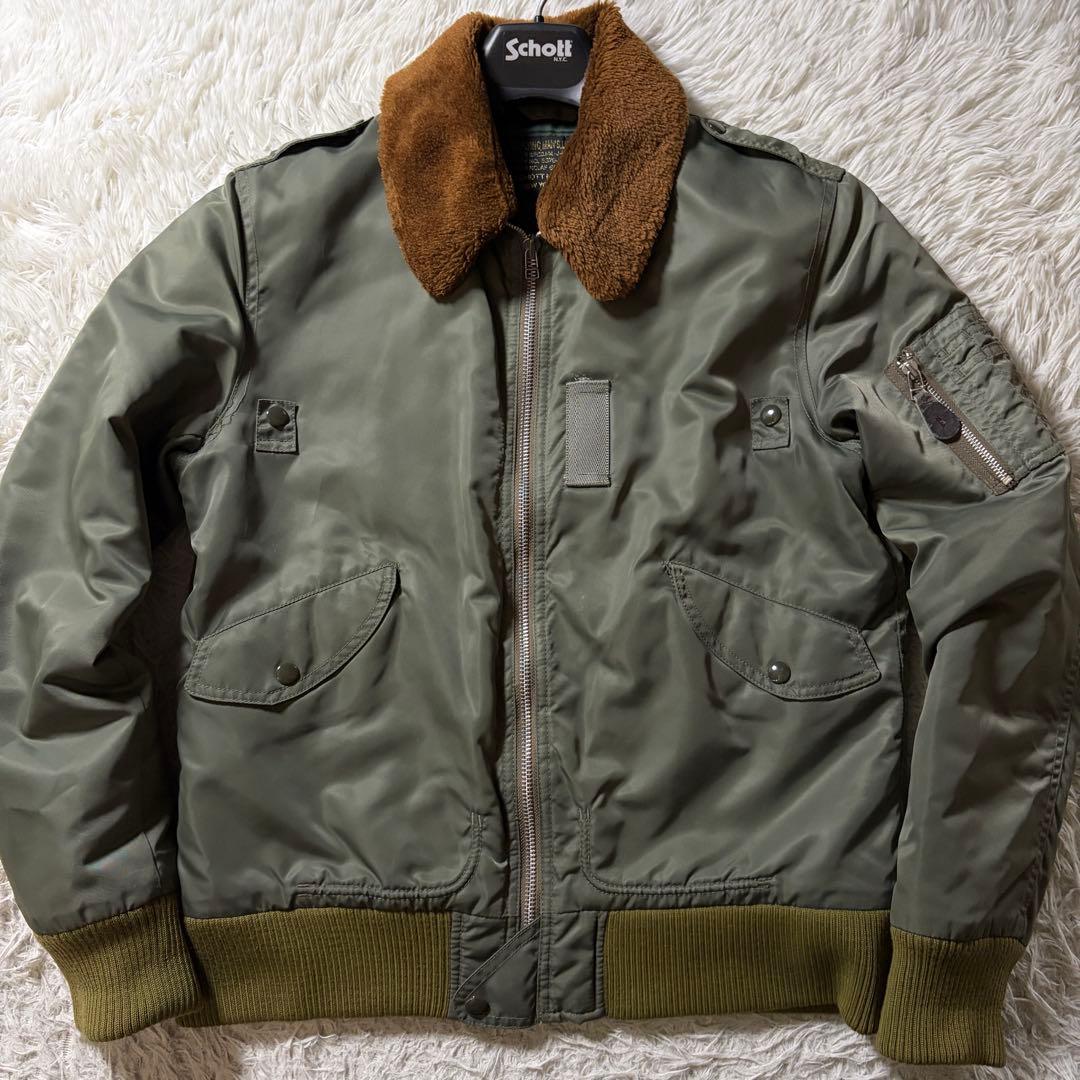 あ*し様 【米国製】schott フライトジャケット　L-2B 襟ボア　カーキ