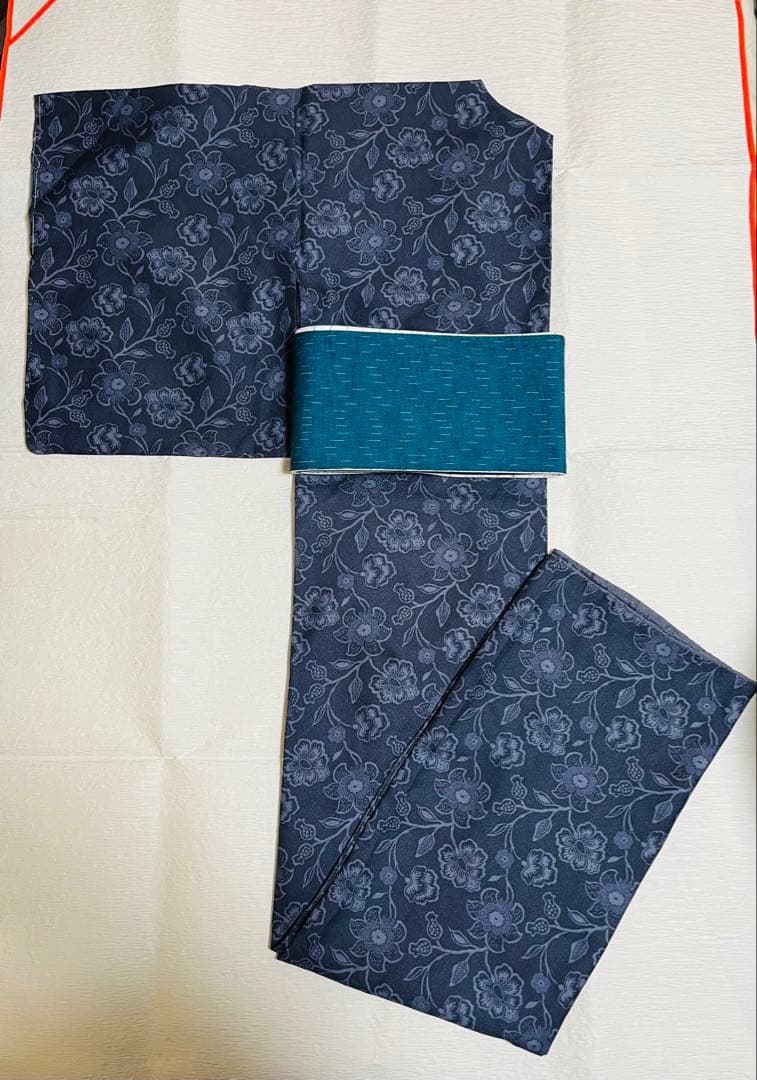 【新品】さが美 洗える着物 小紋 花柄 ＋ 久留米織 リバーシブル半幅帯 セット