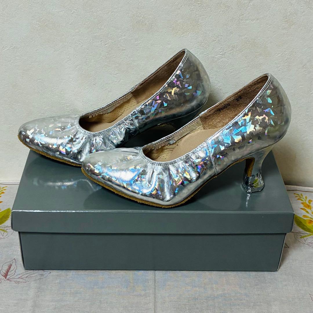 600.Dance　シューズ　22㎝　7㎝ヒール　スタンダード　シルバーダイヤ