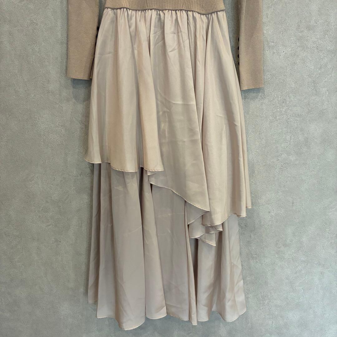 FRAY I.D ニットドッキングワンピース ベージュ