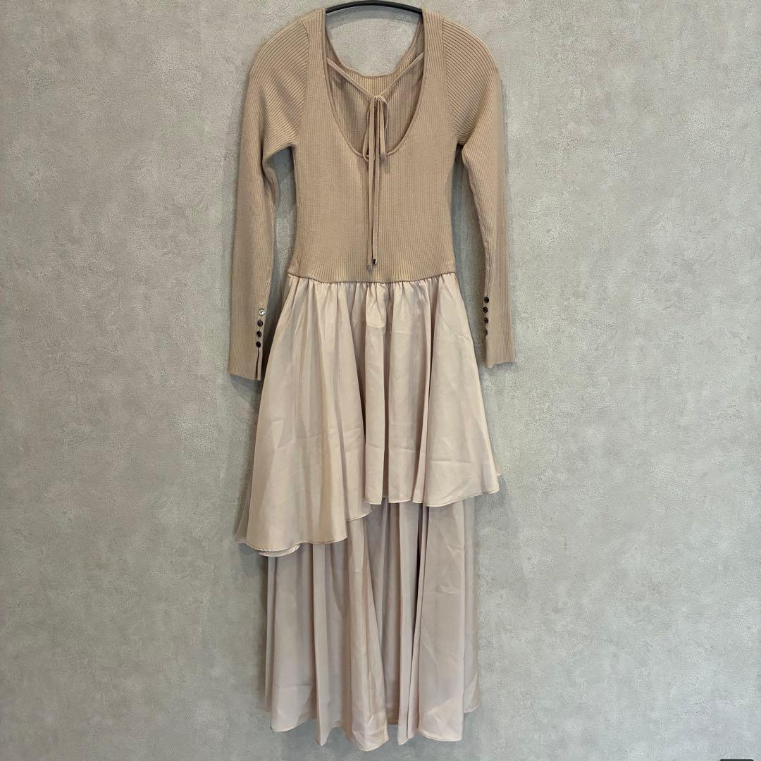 FRAY I.D ニットドッキングワンピース ベージュ