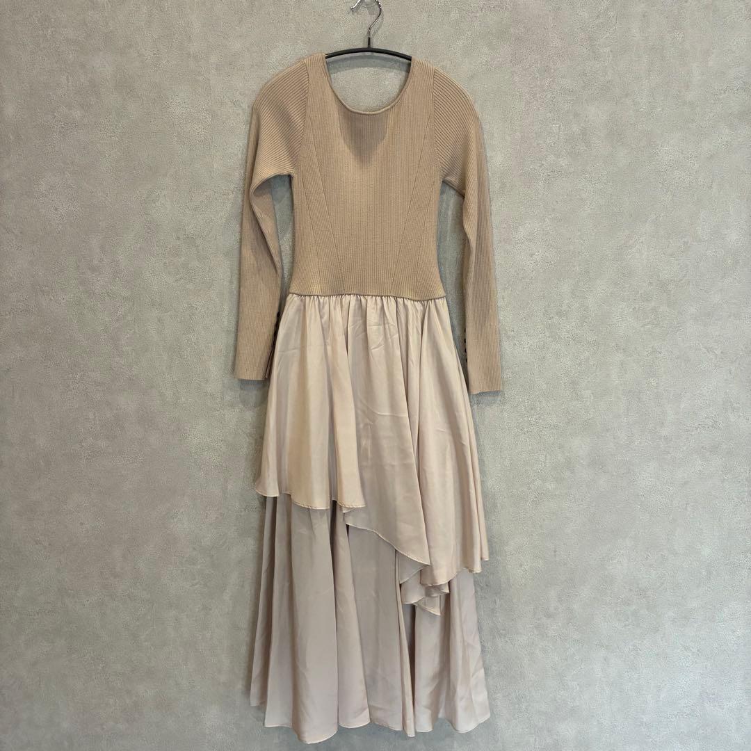 FRAY I.D ニットドッキングワンピース ベージュ