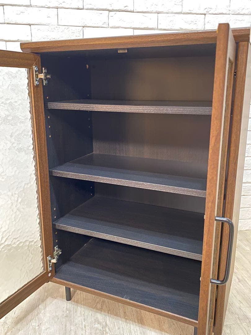 【東京都内23区配送無料】定価3万円　シューズラック　収納　靴棚　ガラス　昭和