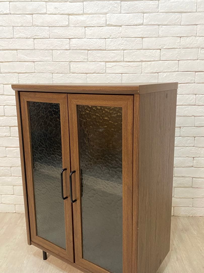 【東京都内23区配送無料】定価3万円　シューズラック　収納　靴棚　ガラス　昭和